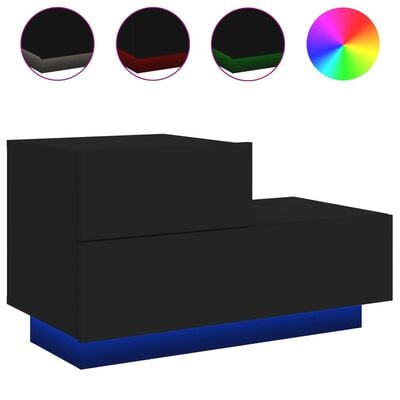 vidaXL Nachttisch mit LED-Leuchten Schwarz 70x36x40,5 cm