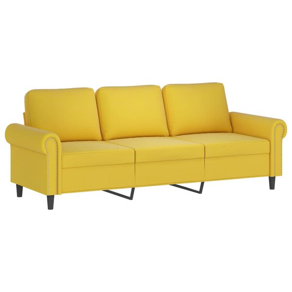 vidaXL 3-Sitzer-Sofa mit Zierkissen Gelb 180 cm Samt