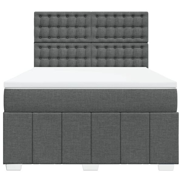 vidaXL Boxspringbett mit Matratze Dunkelgrau 140x200 cm Stoff