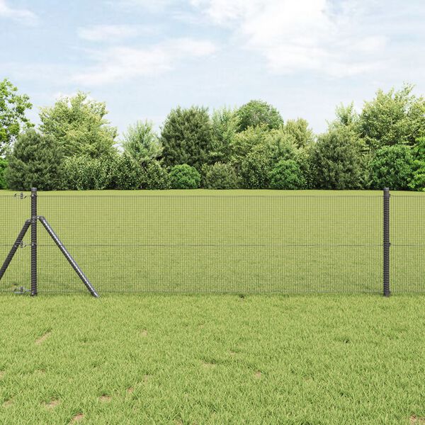 vidaXL Geschwei&szlig;ter Drahtzaun Grau 0,8 x 10 m