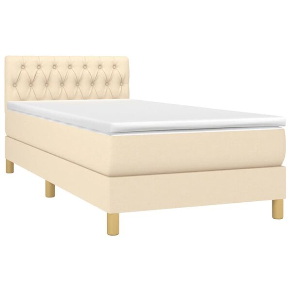 vidaXL Boxspringbett mit Matratze Creme 80x200 cm Stoff