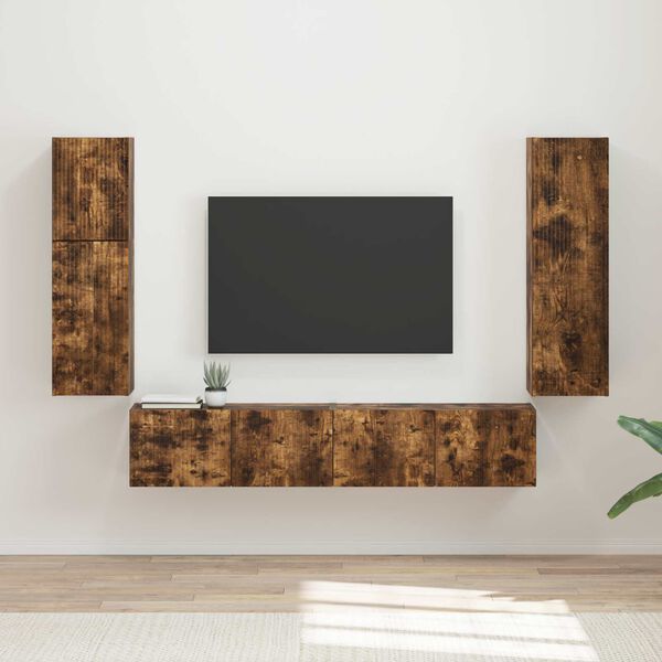 vidaXL TV-Schrankset 4 pcs Ger&auml;ucherte Eiche Holzwerkstoff