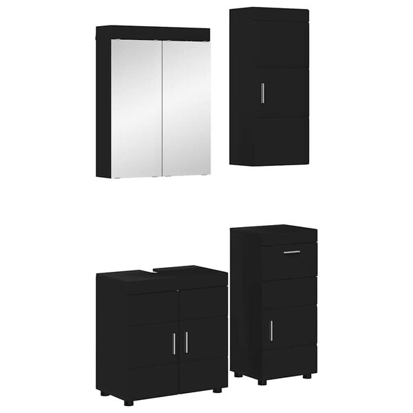 vidaXL Badezimmerm&ouml;bel-Set mit Schubladen TULUM Schwarz Holzwerkstoff