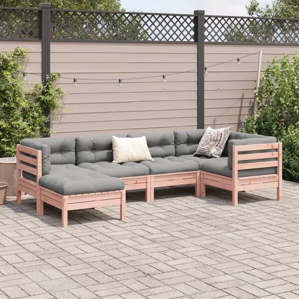 vidaXL 6-tlg. Garten-Sofagarnitur mit Kissen Massivholz Douglasie