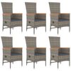 vidaXL 7-tlg. Garten-Essgruppe mit Kissen Grau Poly Rattan