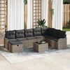 vidaXL Sofa Set mit Kissen mit Speicher 9 pcs Grau Poly-Rattan