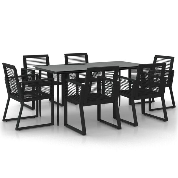 vidaXL 7-tlg. Garten-Essgruppe Schwarz PVC-Rattan