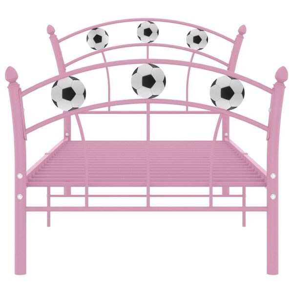 vidaXL Einzelbett mit Fu&szlig;ball-Design Rosa Metall 90x200 cm