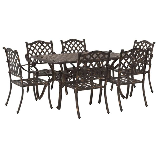 vidaXL Garten Essgruppe 7 pcs Bronze Aluminium