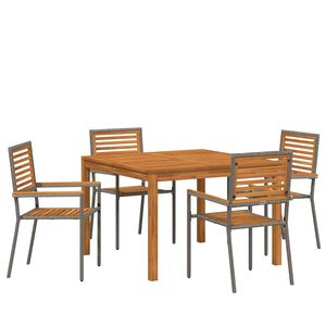 vidaXL Garten Essgruppe 5 pcs Grau Poly Rattan