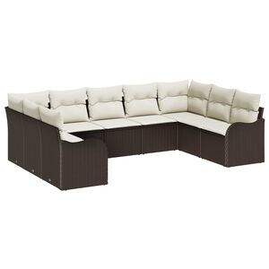 vidaXL Gartensofa-set mit Speicher 9 pcs Braun und Weiß Poly-Rattan