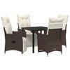 vidaXL Garten Essgruppe mit Kissen 5 pcs Braun Poly-Rattan
