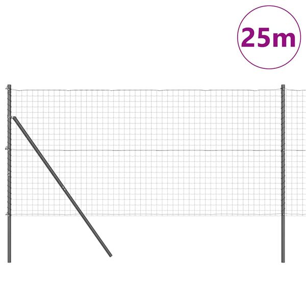 vidaXL Zaun mit Pfosten Grau 1,2 x 25 m Stahl und PVC