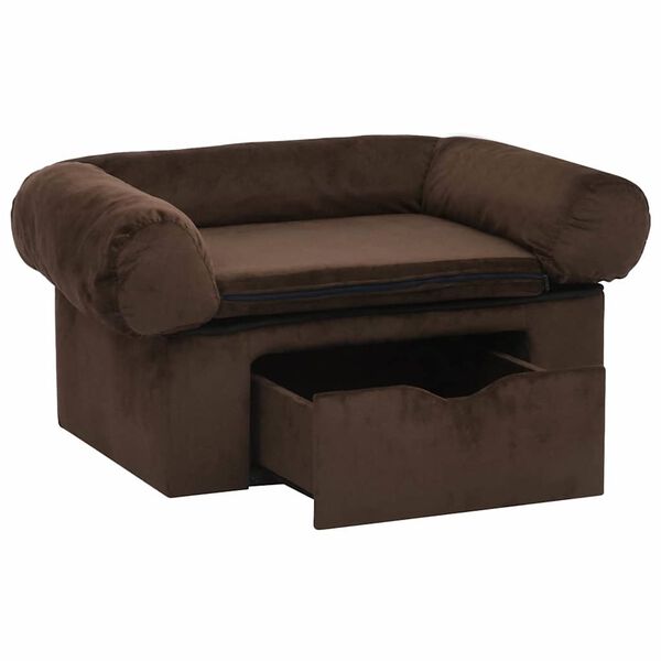vidaXL Hundesofa mit Schublade Braun 75x50x38 cm Pl&uuml;sch
