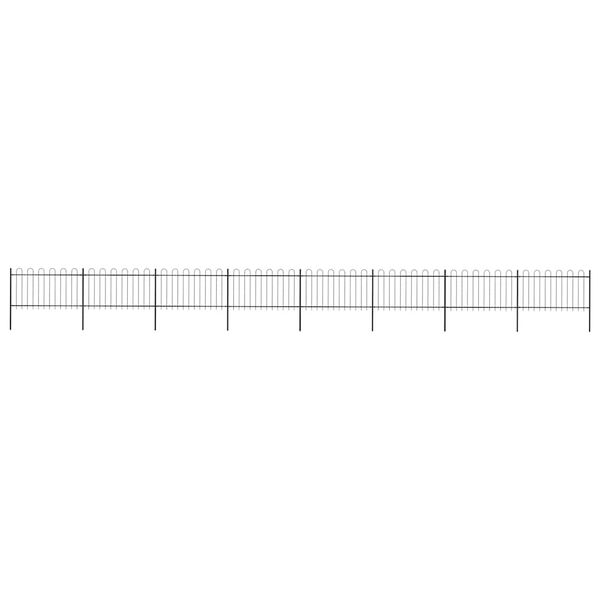 vidaXL Gartenzaun mit Rundbogen Stahl 1426 x 100 cm Schwarz