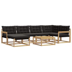 vidaXL Outdoor-Sofagarnitur 7 stk. Wei&szlig; und Schwarz Massivholz Akazie