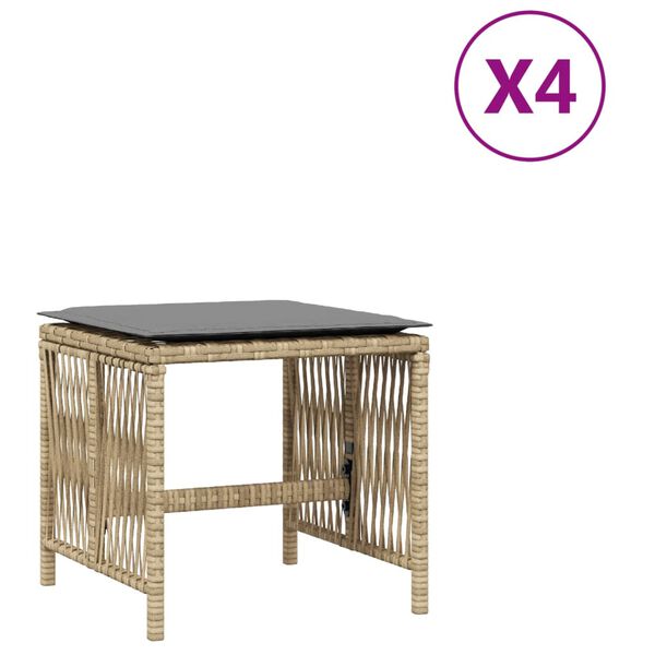 vidaXL Gartenhocker Kissen 4Stk. Beigemischung 41x41x36 cm Poly Rattan