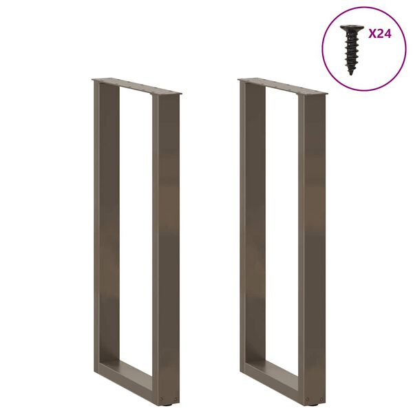 vidaXL Bartischbeine U-Form 2 Stk. Naturstahl 50x(100-101) cm Stahl