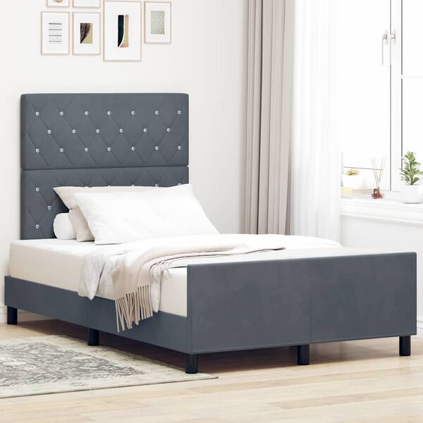 vidaXL Boxspringbett mit Kopfteil Dunkelgrau 120 x 200 cm Samt