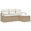 vidaXL Sofa Set 4 stk. Beige und Creme Poly-Rattan