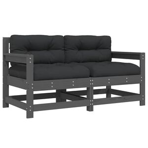 vidaXL Gartenst&uuml;hle mit Kissen 2 Stk. Grau Massivholz Kiefer