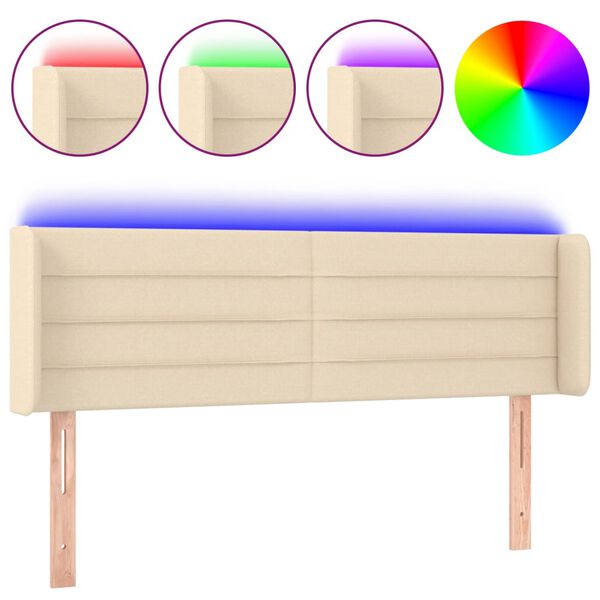 vidaXL LED Kopfteil Creme 147x16x78/88 cm Stoff