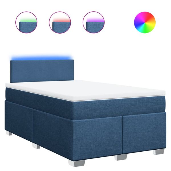 vidaXL Boxspringbett mit Matratze Blau 120x200 cm Stoff
