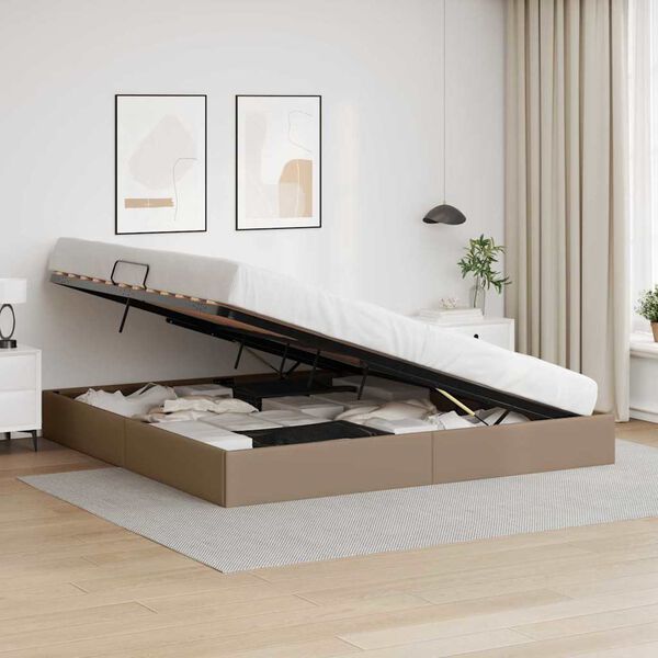vidaXL Aufbewahrungsbett Cappuccino 200 x 200 cm Kunstleder