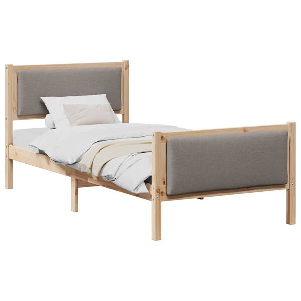 vidaXL Bettrahmen mit Kopfteil Taupe 100 x 200 cm Stoff
