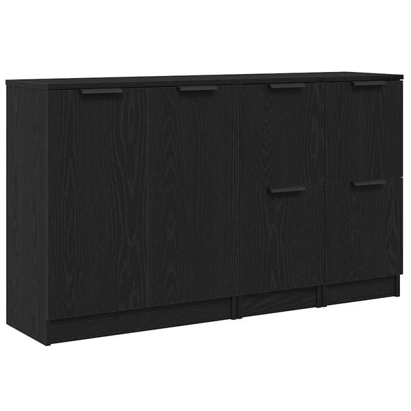 vidaXL Sideboard 3 pcs Schwarz Eichen-Optik Holzwerkstoff
