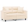 vidaXL 2-Sitzer-Sofa mit Kissen Beige 120 cm Mikrofasergewebe