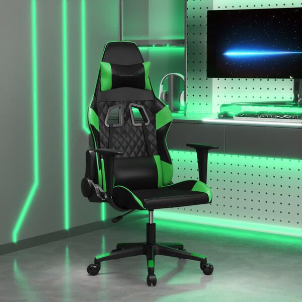 vidaXL Gaming-Stuhl Schwarz und Gr&uuml;n Kunstleder