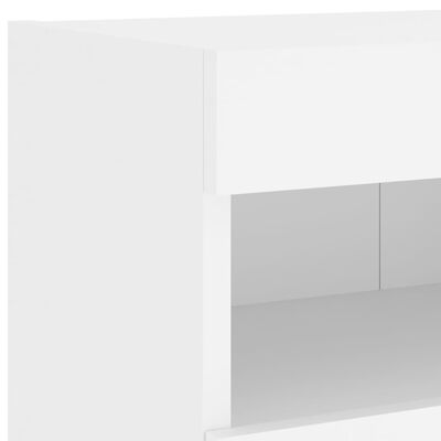 vidaXL 4-tlg. Wohnwand mit LED-Beleuchtung Weiß Holzwerkstoff