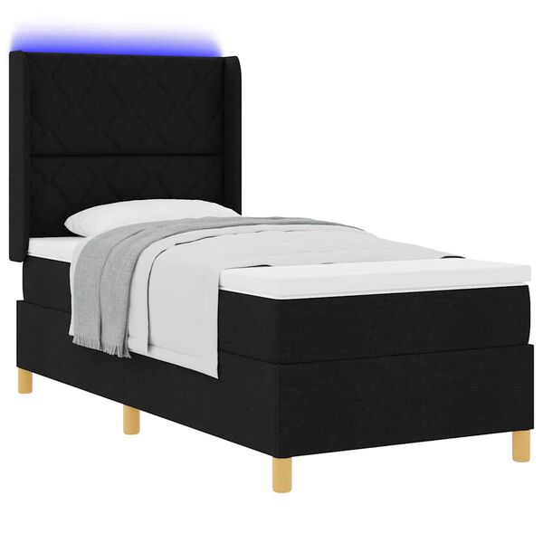 vidaXL Boxspringbett mit Matratze Schwarz 140 x 200 cm Stoff