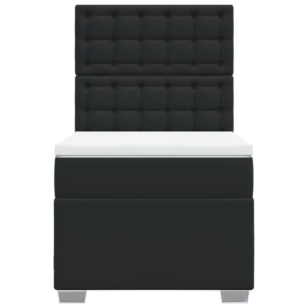 vidaXL Boxspringbett mit Matratze Schwarz 80x200 cm Kunstleder