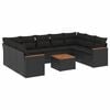 vidaXL 10-tlg. Garten-Sofagarnitur mit Kissen Schwarz Poly Rattan