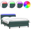 vidaXL Boxspringbett mit Matratze & LED Dunkelgr&uuml;n 140x210 cm Samt
