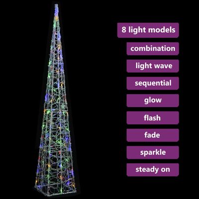 vidaXL LED-Leuchtkegel Acryl Deko Mehrfarbig 120 cm