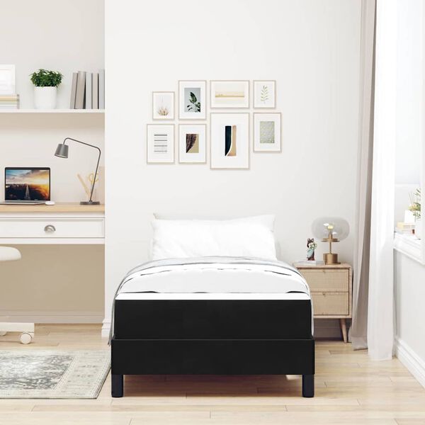 vidaXL Boxspringbett mit Matratze Schwarz 80 x 210 cm Stoff