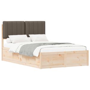 vidaXL Bettgestell mit gepolstertem Kopfteil Taupe 120 x 190 cm