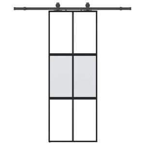 vidaXL Schiebet&uuml;r mit Beschlag Schwarz 76x205 cm Hartglas