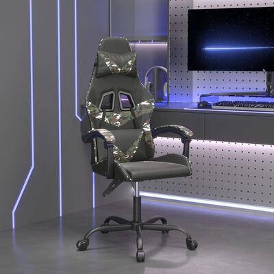 vidaXL Gaming-Stuhl Drehbar Schwarz und Tarnfarben Kunstleder