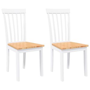vidaXL Esszimmerst&uuml;hle 2 Stk. Wei&szlig; Massivholz Gummibaum