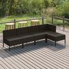 vidaXL 5-tlg. Garten-Lounge-Set mit Auflagen Poly Rattan Schwarz
