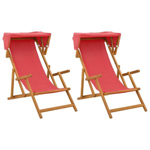 vidaXL Liegestuhl 2 pcs 3 Position Massives Eukalyptus Holz Rot