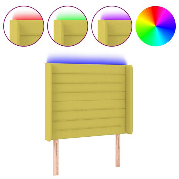 vidaXL LED Kopfteil Gr&uuml;n 93x16x118/128 cm Stoff