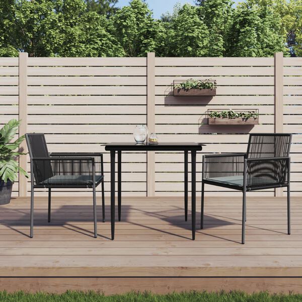 vidaXL Gartenst&uuml;hle mit Kissen 2 Stk. Schwarz 54x60,5x83,5 cm