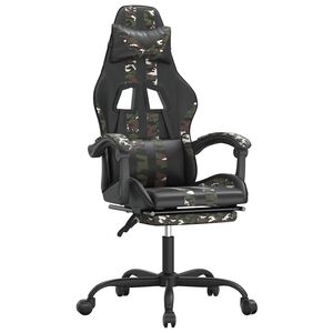vidaXL Gamingstuhl mit Fu&szlig;st&uuml;tze Drehbar Schwarz Tarnfarben Kunstleder