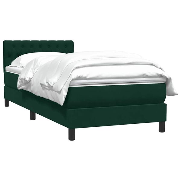 vidaXL Boxspringbett mit Matratze Dunkelgr&uuml;n 100x220 cm Samt