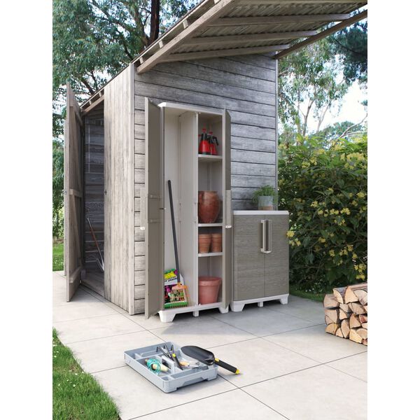 Keter Gartenschrank Wood Grain Niedrig Creme und Taupe 97 cm